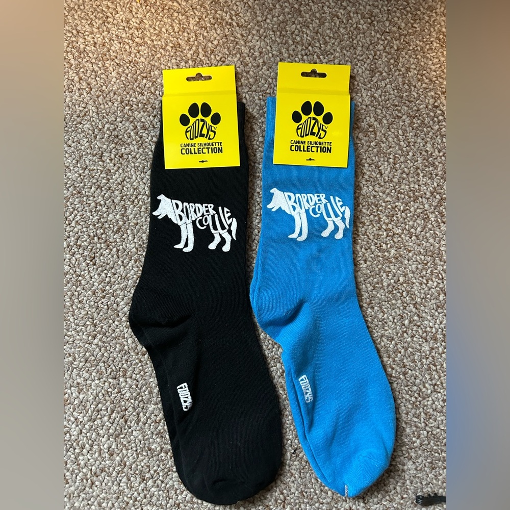 2 pairs of Foozys canine collection One size fits most adult socks Border Collie